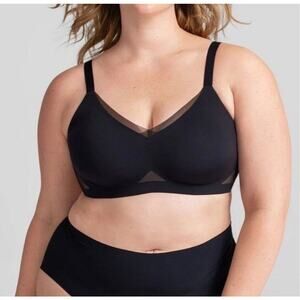 Honeylove LiftWear Crossover Wireless Bra Black Nude 38DDD F/G